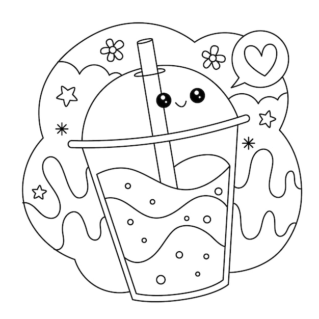 Illustration de livre de coloriage kawaii dessiné à la main