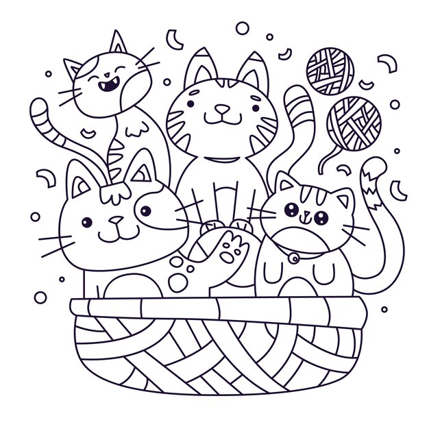 Illustration de livre de coloriage kawaii dessiné à la main