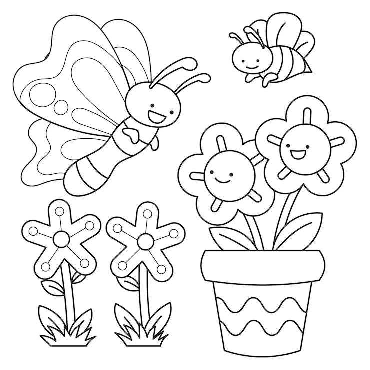 Vecteur gratuit illustration de livre de coloriage kawaii dessiné à la main