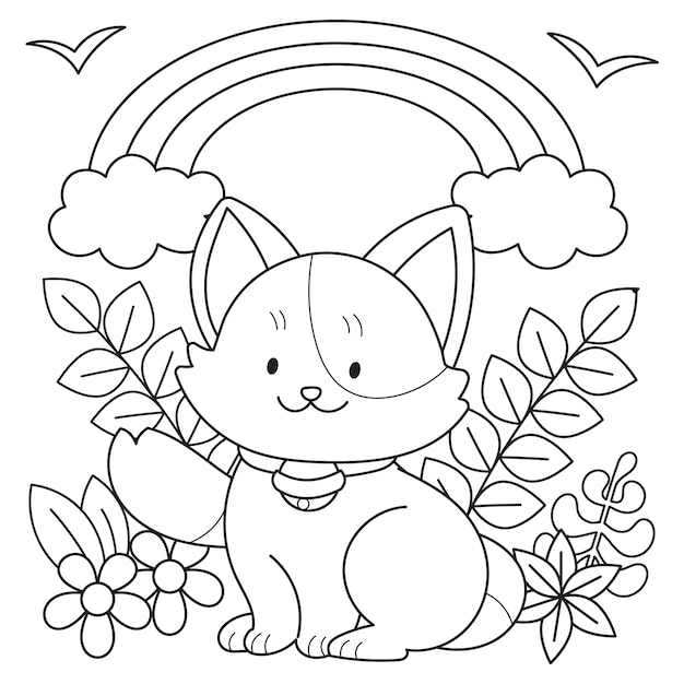 Illustration de livre de coloriage kawaii dessiné à la main