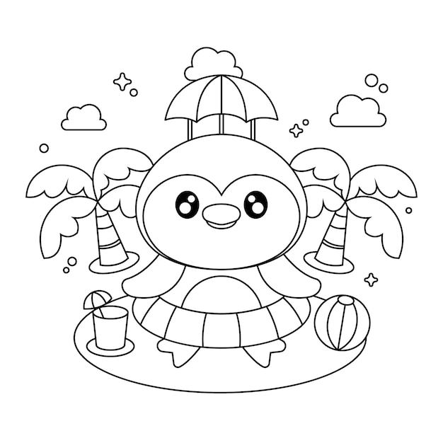 Vecteur gratuit illustration de livre de coloriage kawaii dessiné à la main