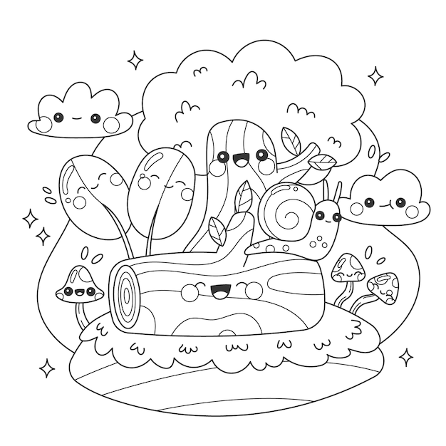 Illustration de livre de coloriage kawaii dessiné à la main