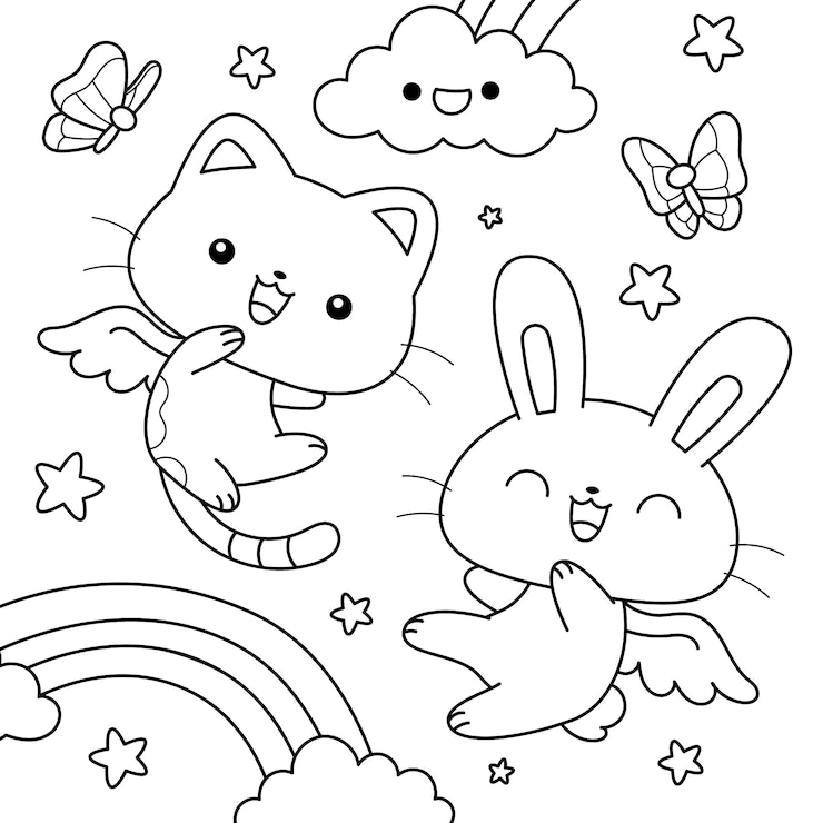 Vecteur gratuit illustration de livre de coloriage kawaii dessiné à la main