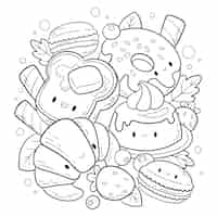 Vecteur gratuit illustration de livre de coloriage kawaii dessiné à la main