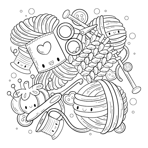 Vecteur gratuit illustration de livre de coloriage kawaii dessiné à la main