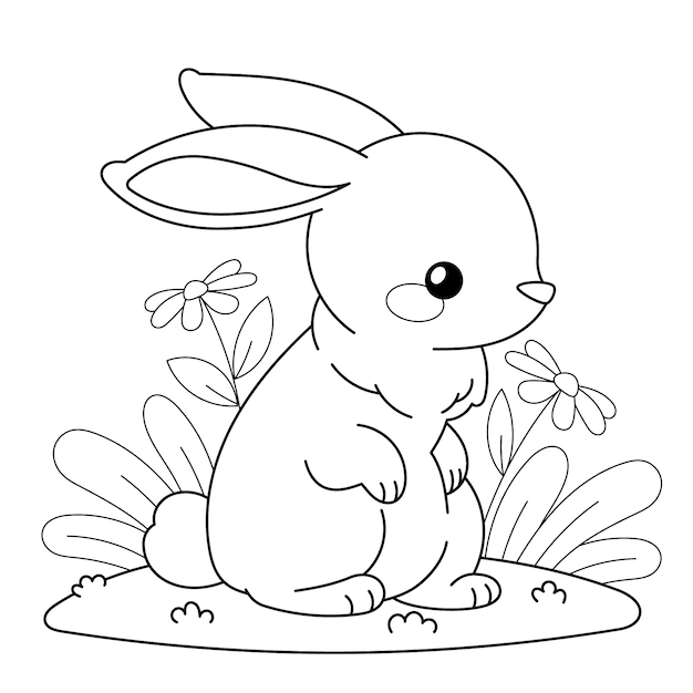 Vecteur gratuit illustration de livre de coloriage lapin