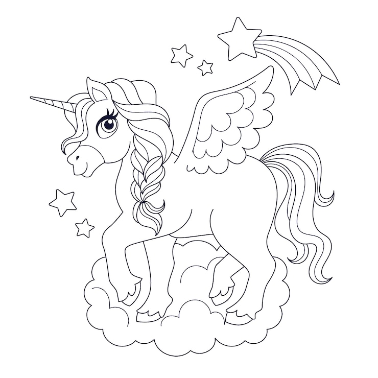 Vecteur gratuit illustration de livre de coloriage licorne dessiné à la main