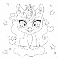 Vecteur gratuit illustration de livre de coloriage licorne dessiné à la main