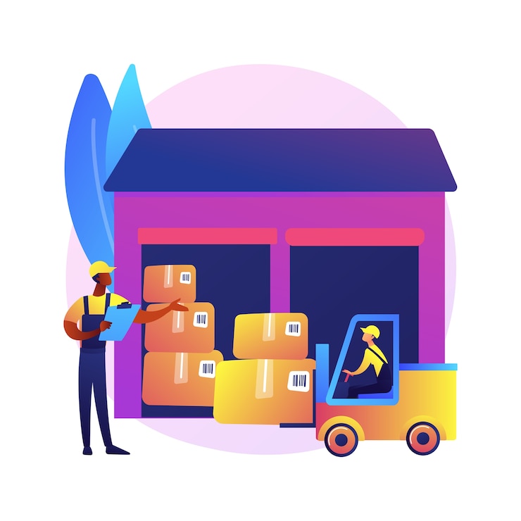 Vecteur gratuit illustration de la logistique de l'entrepôt