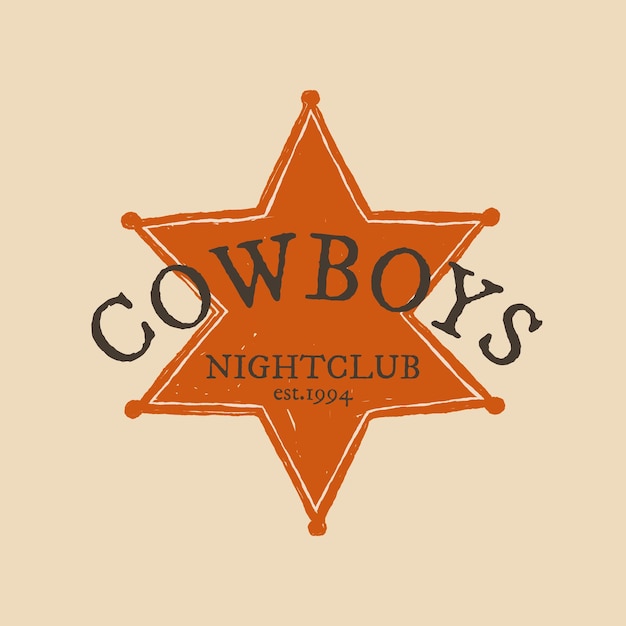 Vecteur gratuit illustration de logo d'insigne de shérif vintage dans le thème de l'ouest sauvage