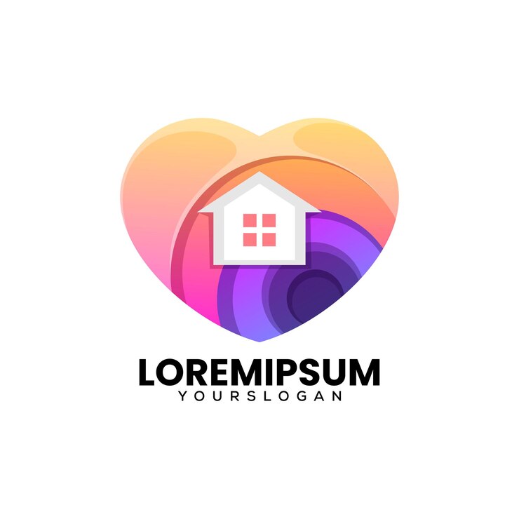 Vecteur gratuit illustration de logo vectoriel amour maison dégradé style coloré
