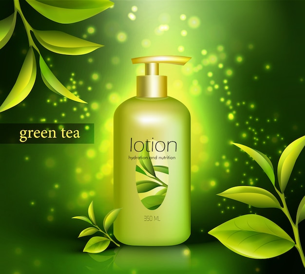 Illustration de lotion au thé vert