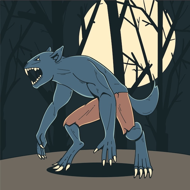 Illustration de loup-garou dessiné à la main