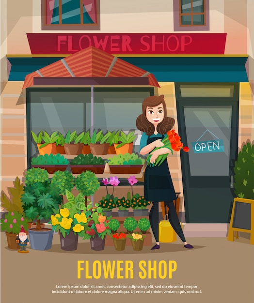 Vecteur gratuit illustration de magasin de fleurs