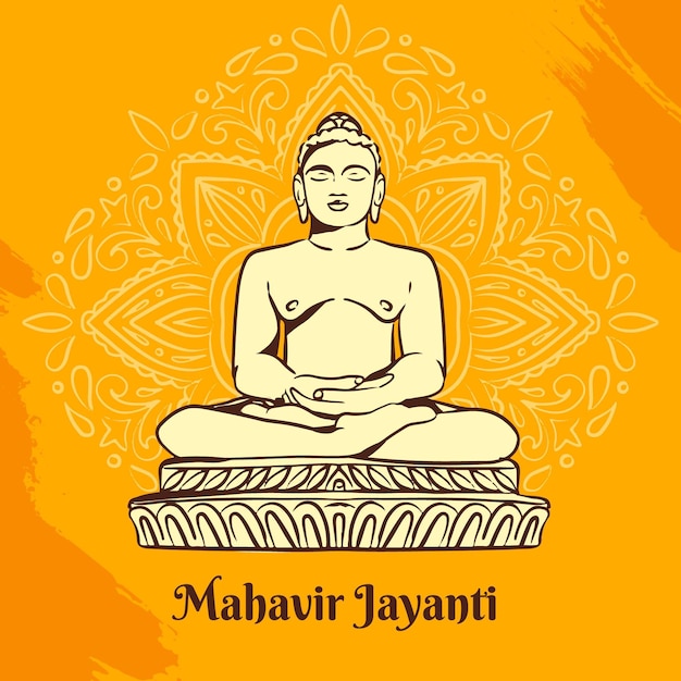 Vecteur gratuit illustration de mahavir jayanti dessiné à la main