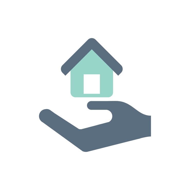 Vecteur gratuit illustration de la main sous la maison pour l&#39;icône de l&#39;immobilier
