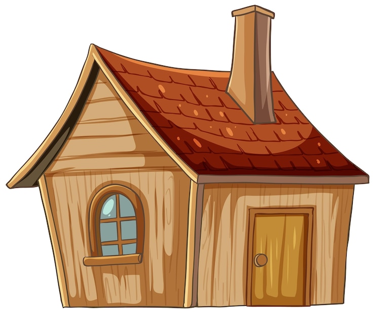 Vecteur gratuit illustration d'une maison en bois de dessin animé confortable