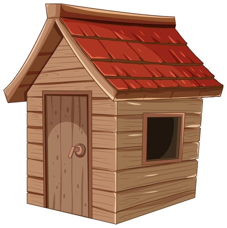 Vecteur gratuit illustration d'une maison de chien en bois confortable