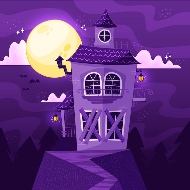 Vecteur gratuit illustration de maison d'halloween dessinée à la main