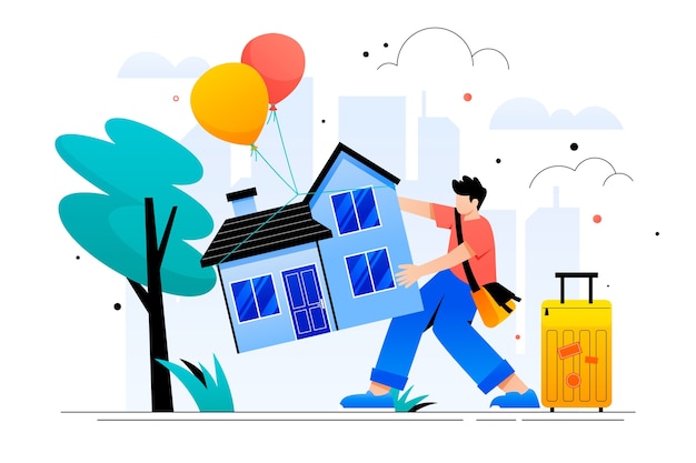 Vecteur gratuit illustration de maison multigénérationnelle dégradée