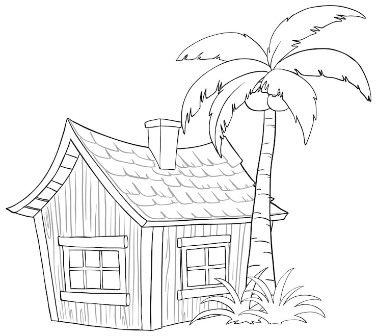Vecteur gratuit illustration de la maison de plage tropicale