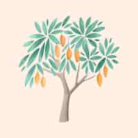 Vecteur gratuit illustration de manguier aquarelle