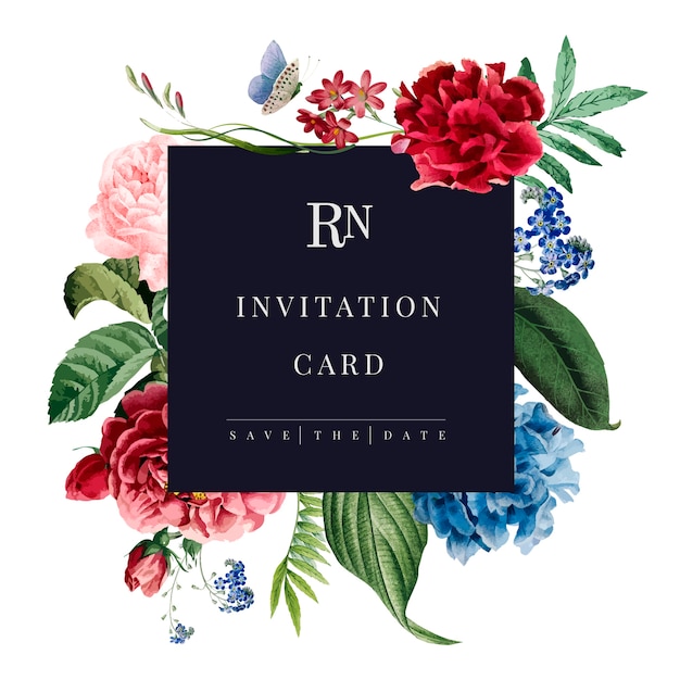 Vecteur gratuit illustration de maquette de carte d'invitation floral