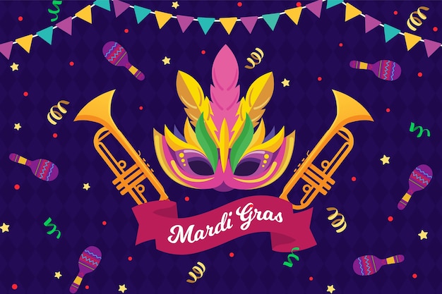 Vecteur gratuit illustration de mardi gras plat