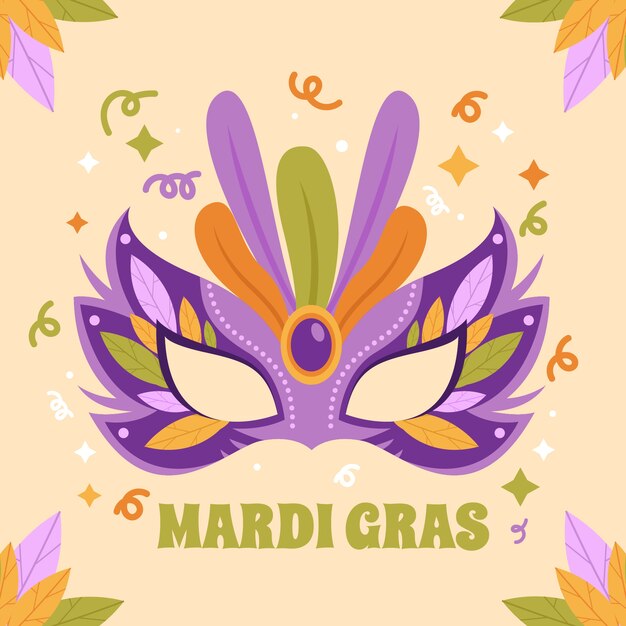 Vecteur gratuit illustration de mardi gras plat