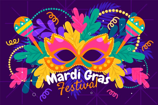 Illustration de mardi gras plat