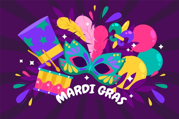 Vecteur gratuit illustration de mardi gras plat