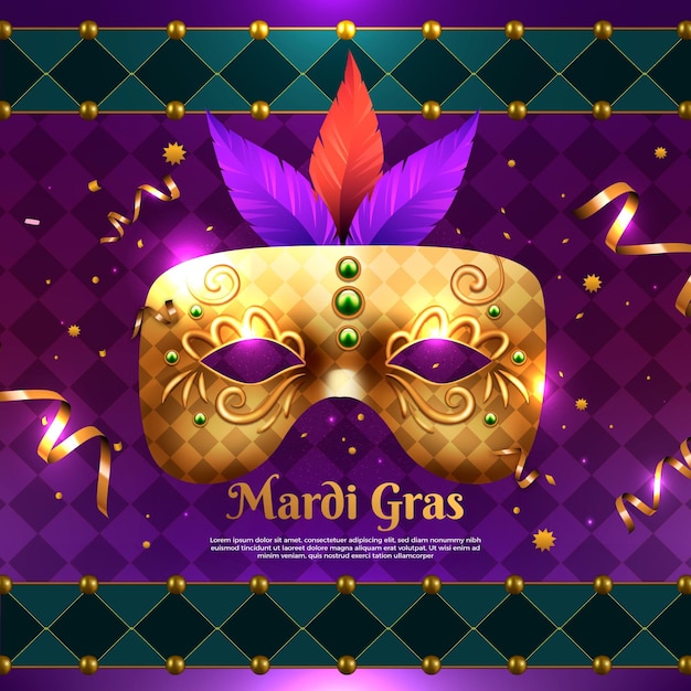 Vecteur gratuit illustration de mardi gras réaliste avec masque