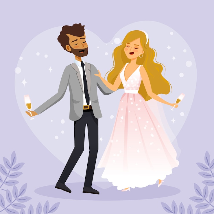Vecteur gratuit l'illustration de la mariée et du marié