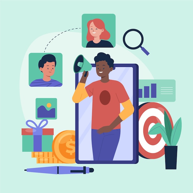 Illustration de marketing d'affiliation design plat