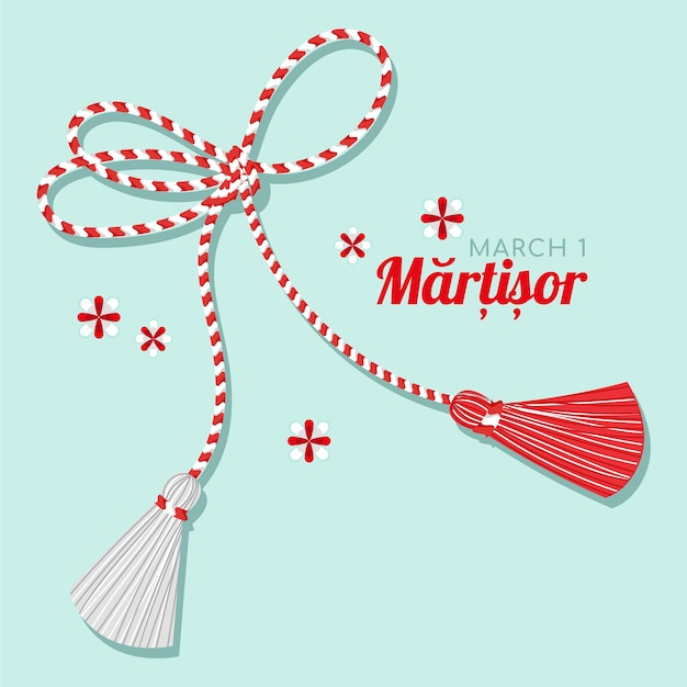 Vecteur gratuit illustration de martisor plat