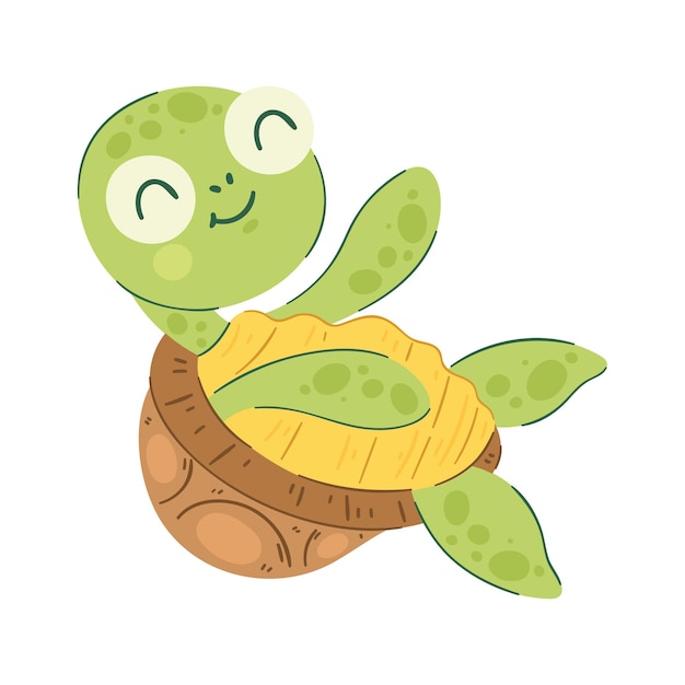 Vecteur gratuit l'illustration de la mascotte de la tortue heureuse
