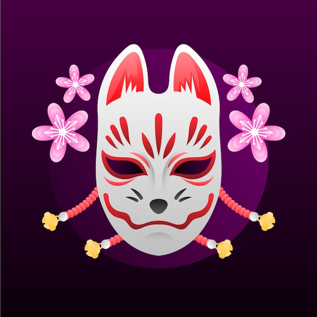 Illustration De Masque Kitsune Dégradé