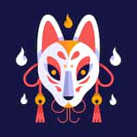 Vecteur gratuit illustration de masque kitsune design plat