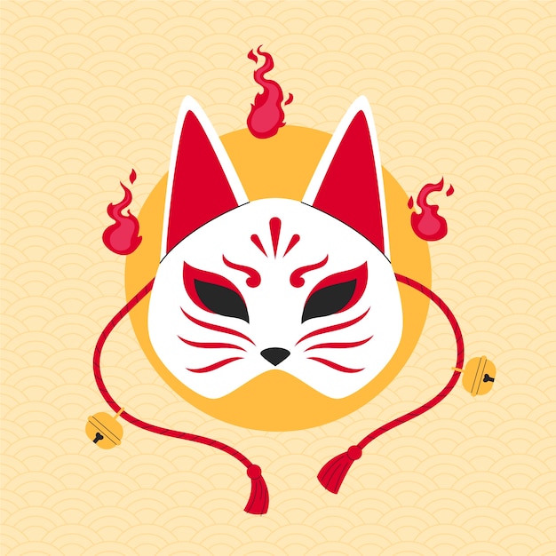 Vecteur gratuit illustration de masque kitsune dessiné à la main