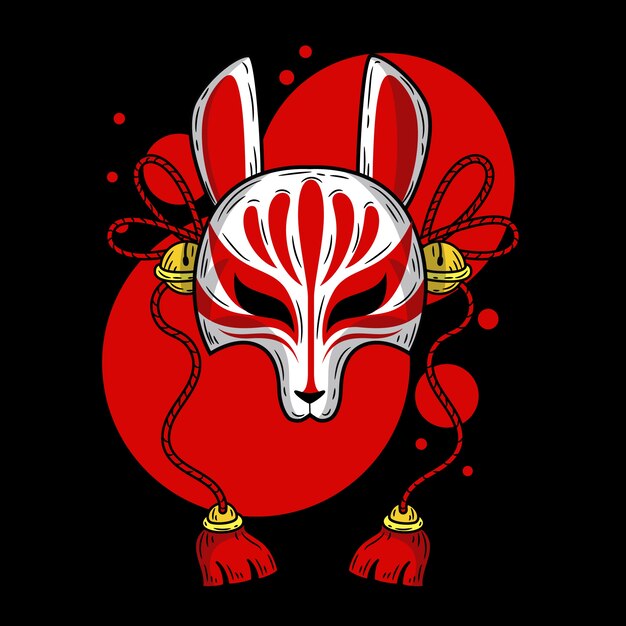 Illustration de masque kitsune dessiné à la main