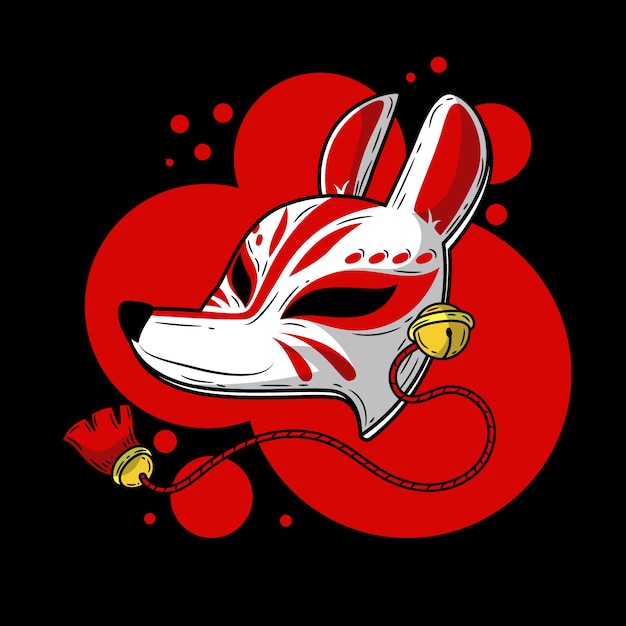 Illustration de masque kitsune dessiné à la main