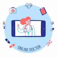 Vecteur gratuit illustration avec médecin en ligne