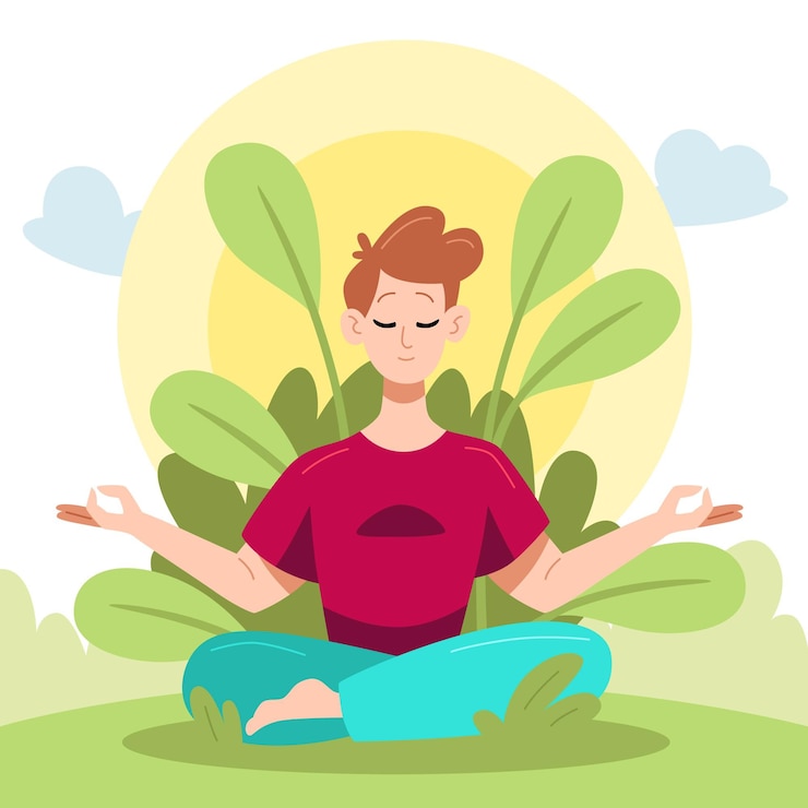 Vecteur gratuit illustration de méditation de personnes plates organiques