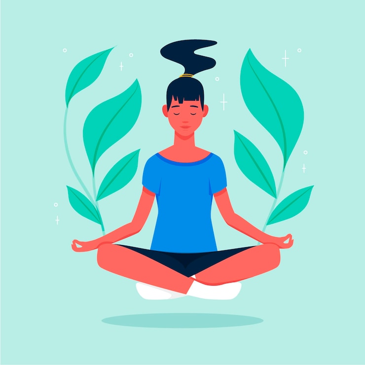 Vecteur gratuit illustration de méditation de personnes plates organiques