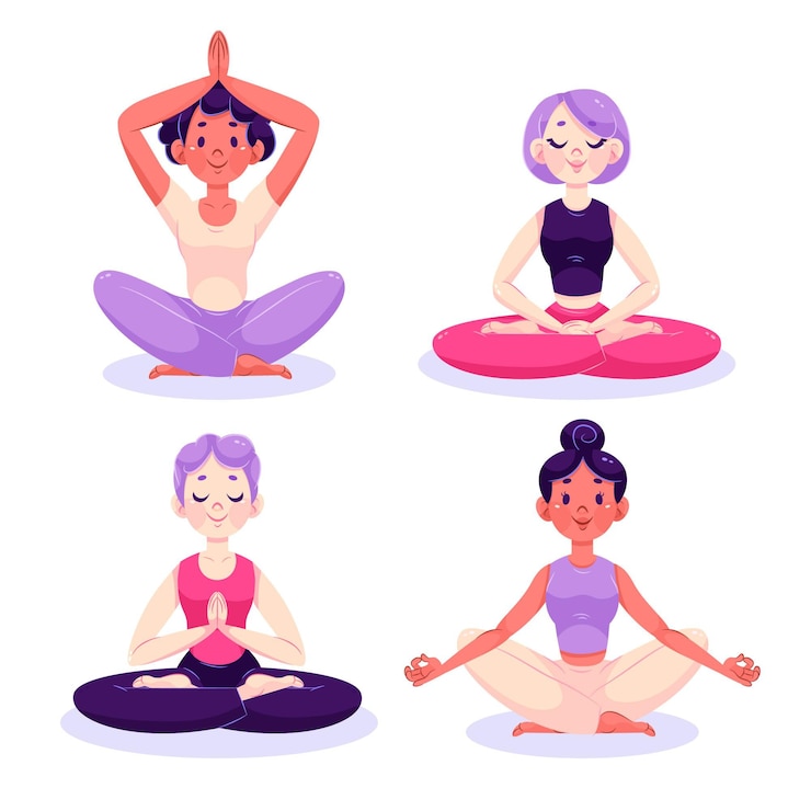 Vecteur gratuit illustration de méditation de personnes plates