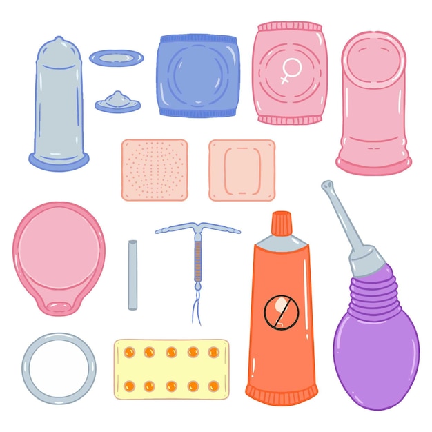 Vecteur gratuit illustration des méthodes de contraception