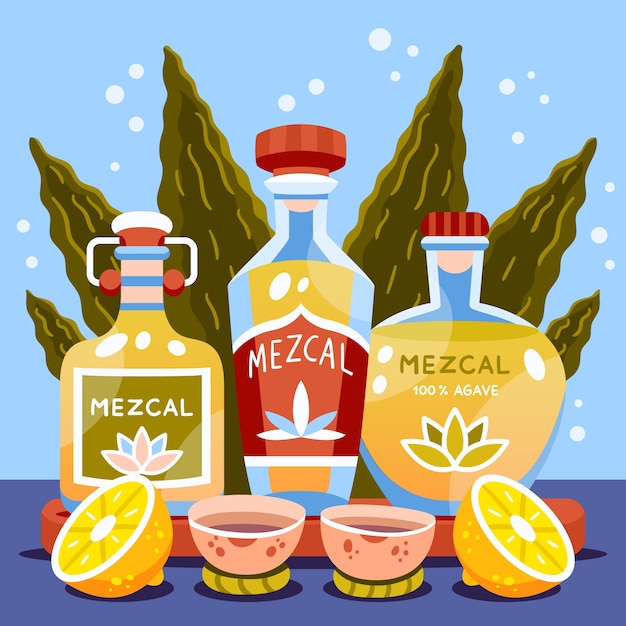 Illustration de mezcal rafraîchissante dessinée à la main