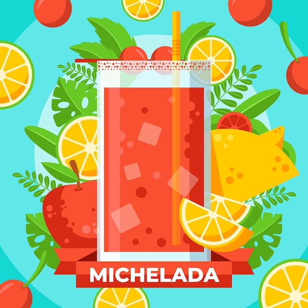 Vecteur gratuit illustration de michelada fraîche design plat