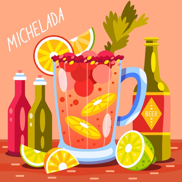 Vecteur gratuit illustration de michelada fraîche dessinée à la main