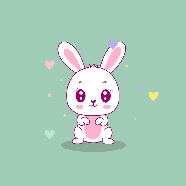 Illustration mignonne de lapin heureux